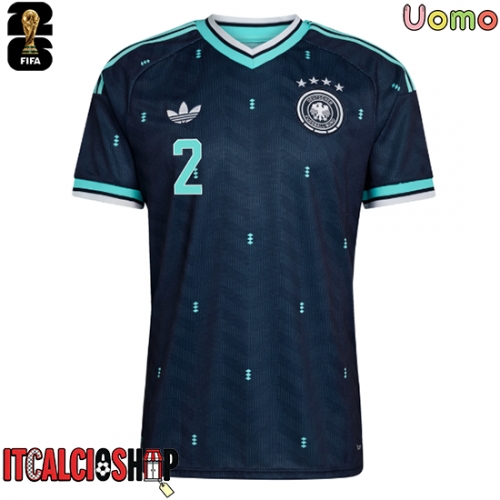 Germania Antonio Rudiger #2 Seconda Maglia Mondiali 2026 Manica Corta
